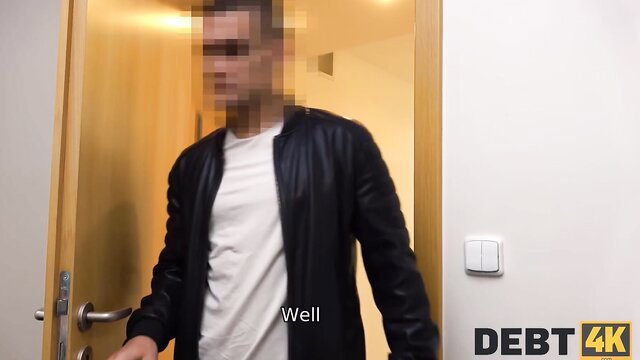 Handsome man in leather jacket enters room in DEBT4k adult video