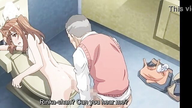 Otome Dori Ep1: Busty anime girl Rinka bent over toilet fucked by old man