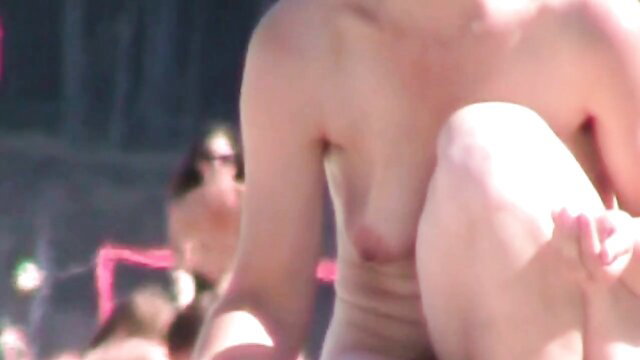 Shameless Ilona nude topless on Baltic Sea beach, slim body exposed
