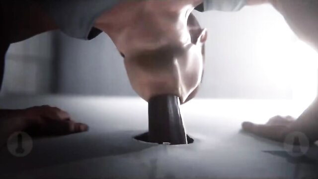 Army slut gobbles cum in intense bathroom blowjob closeup