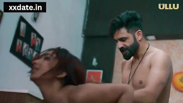 Indian Jija fucks busty Saali doggystyle in hot Ullu scene
