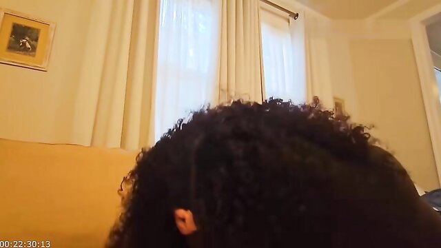 Mona Onyx Sudanese black GF closeup curly hair POV amateur