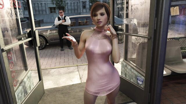 Asian babe in shiny pink dress poses sexy at Halfway House 68