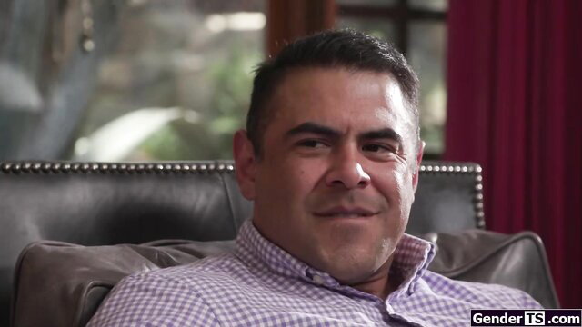 Kasey Kei hot Asian trans in checkered shirt smiling seductively