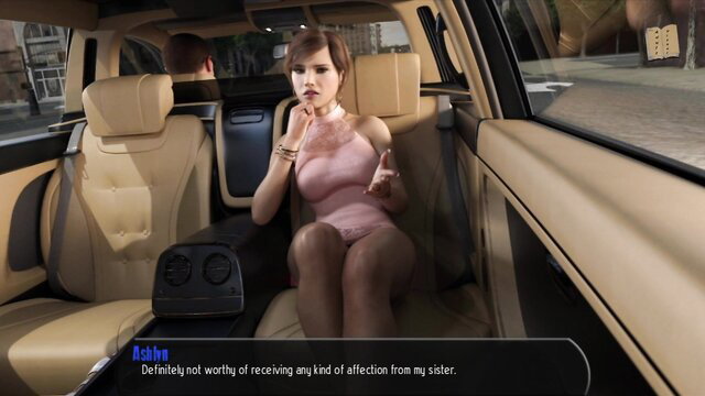 Brunette in pink dress seated in car, low self-esteem dialogue