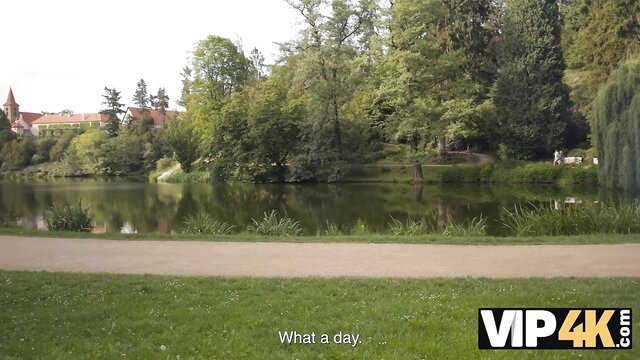 Daruma Rai relaxes by park lake in What a day scene, VIP4K