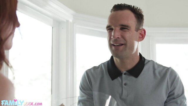 Sophia Locke sexy redhead stepmom in polo shirt on Mother's Day