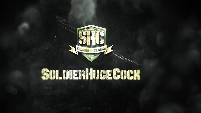 SoldierHugeCock studio logo with huge cock badge on dark smoky background