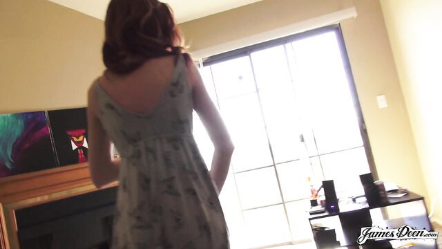 Ashlyn Molloy in sundress, redhead babe teasing from behind