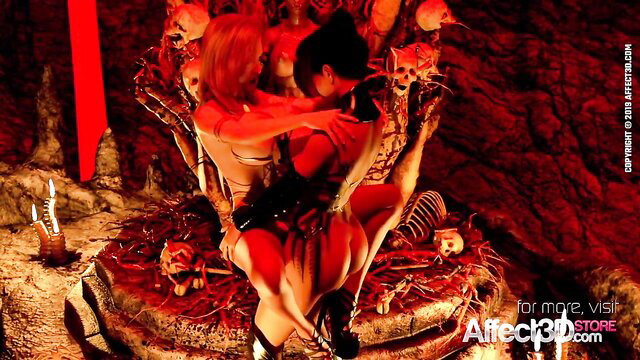 Blonde angel rides black demon's huge futanari cock in erotic heaven throne sex