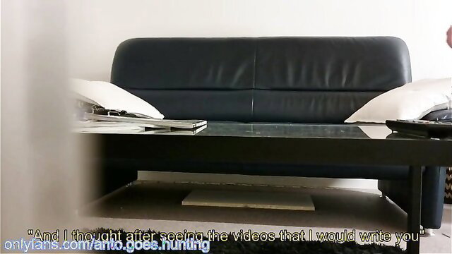 Hot wife on couch thinks of sucking cock after hot videos