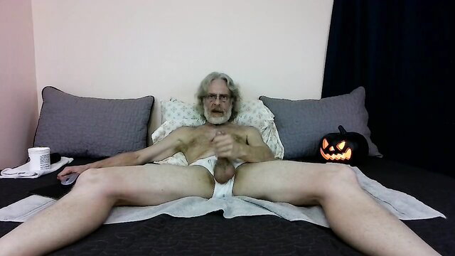 JerkinDad14 nude big dick daddy gooner jerking on bed