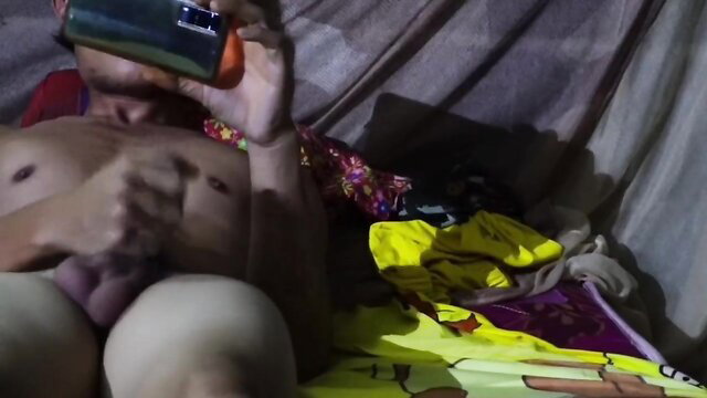 Pinoy solo male stroking cock outdoor tent amateur