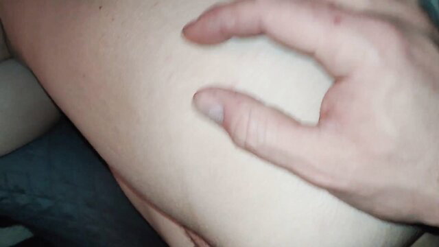 Homemade couple hand groping big white ass closeup