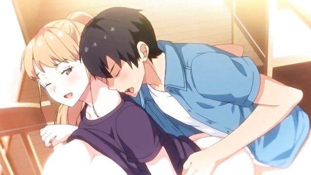 Mary Jane Mayhem blonde hentai girl passionately kissed by guy in steamy anime scene