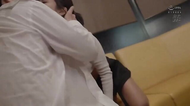 Emiri Momota hugged from behind by man in JAV creampie scene