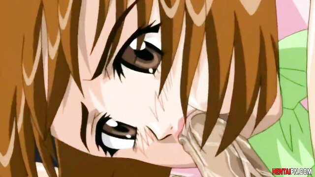 Anime hentai girl with orange hair sucking cock closeup - Hentai Babee