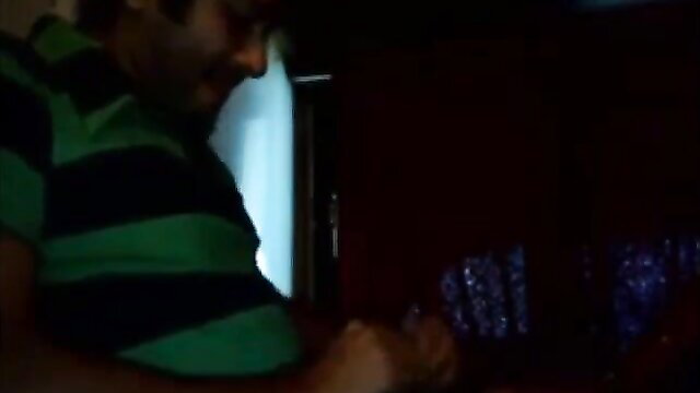 Bangladeshi girl in green striped shirt, dark room tease