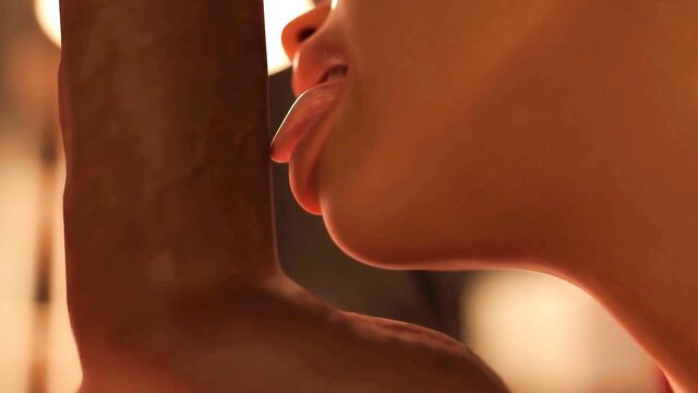 Animated busty MILF licks black cock in hot closeup preview