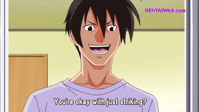 Anime guy smiling asks if you're okay with just striking in hentai