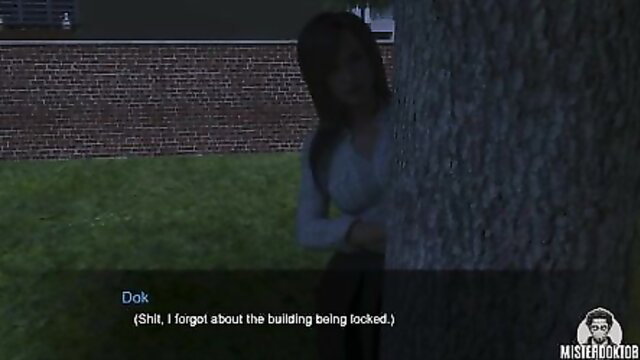 Asian woman hiding behind tree in white dress, sexy butt tease outdoor