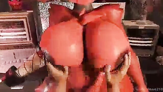 Red-skinned Fnia babe squeezes huge red tits and ass in hot hmv