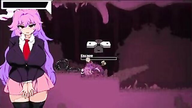 Pink-haired hentai girl Udonge in sexy school uniform skirt stockings