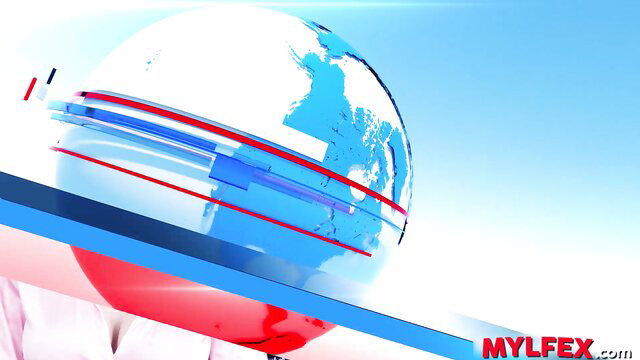 Redhead babe on MYLFEX morning news globe graphic thumbnail