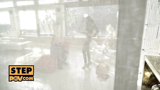 Stacy Cruz latex fetish tease in POV, ready to fuck