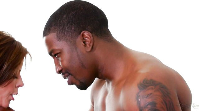 Alexis Fawx faces ripped black stud with lion tattoo - Busty MILF tease