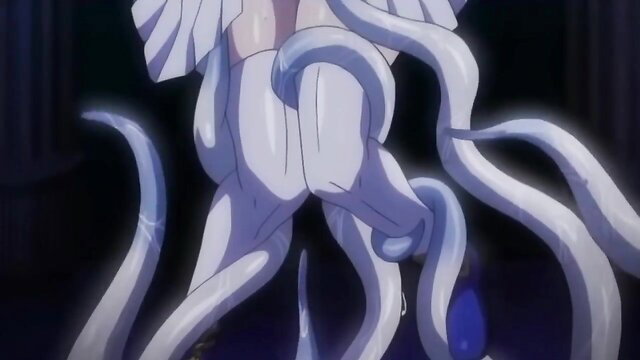 Anime hentai girl tentacle fucked by white octopus tentacles in Lust Academy