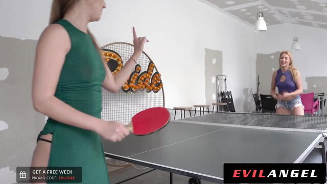 Euro babes in skimpy dresses play strapon ping pong before anal gaping fuck