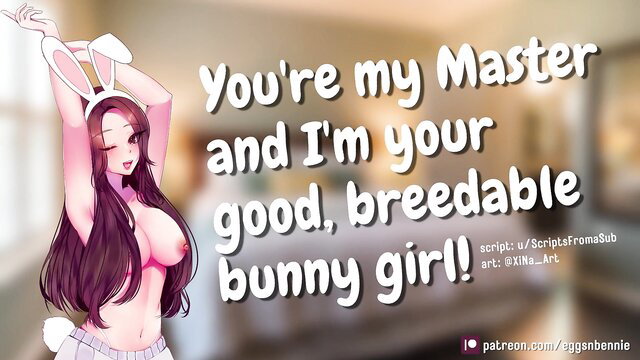 Breeder bunny girl in bunny ears and lingerie poses seductively for master