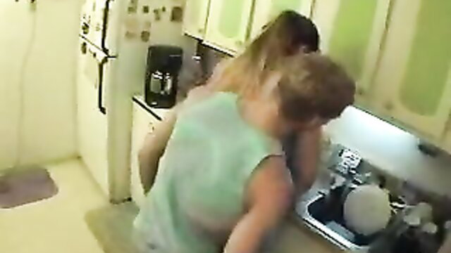 Bbw Hippy Chick washing dishes in tight top, thick curves