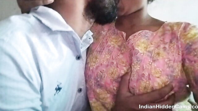 Desi man kissing Indian GF's big boobs in hidden cam scandal