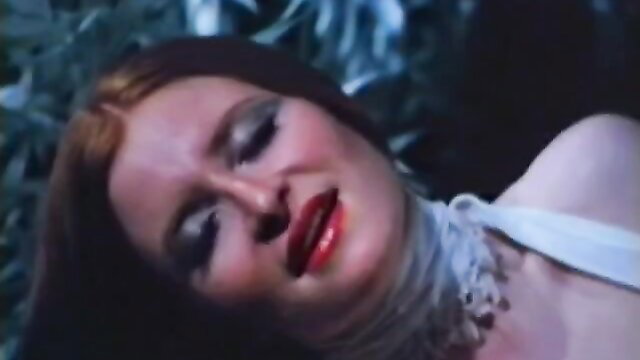 Redhead in white lace choker closeup from 1980 vintage porn The Satisfiers Of Alpha Blue
