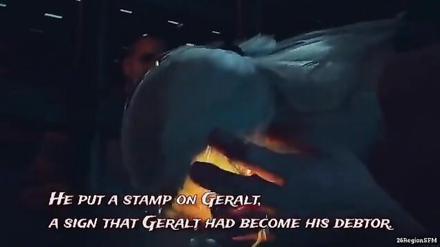 Geralt stamped as debtor in Witcher hentai with Triss monster sex