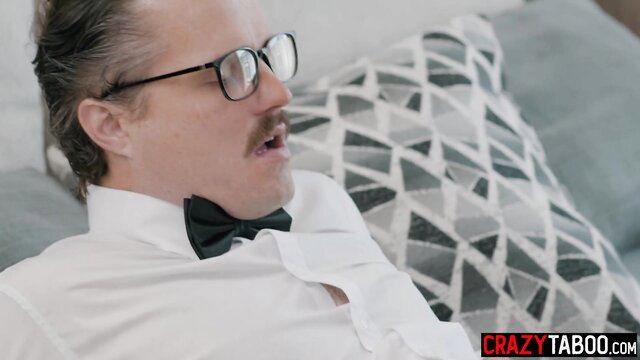 Robby Apples in tuxedo on couch from Ana Foxxx black bride naughty video