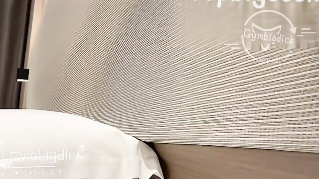 Hung gym stud fucks femboy in bisexual threesome hotel bed