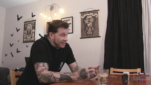 Tattooed Sinn Sage smirks in goth bedroom, You Should Fuck My Girlfriend