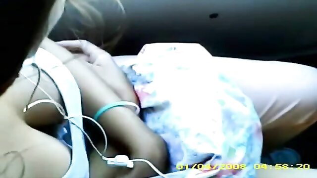 Amateur chicks cleavage flash compilation in car, deep white tank top