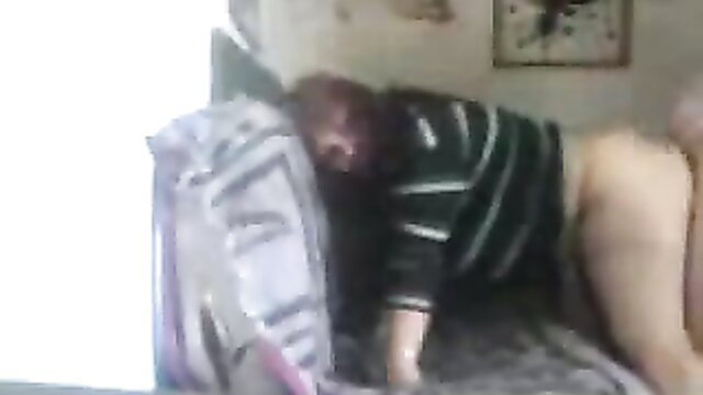 Fat Romanian wife fucked on couch by husband, amateur doggy style