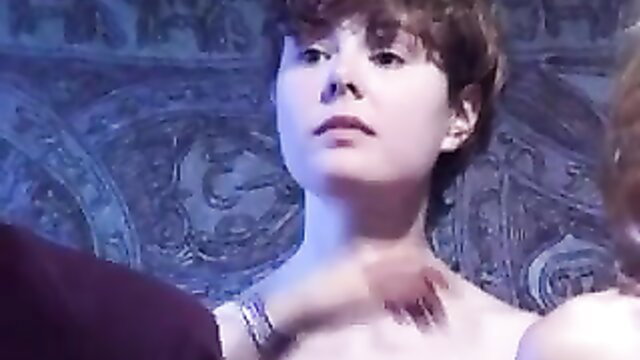 Retro Asian whore neck gripped by inspector in vintage porn exam