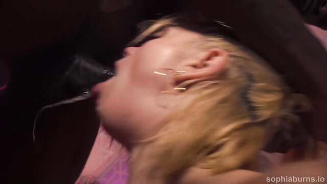 Sophia Burns gagging on thick cock in intense deepthroat blowjob