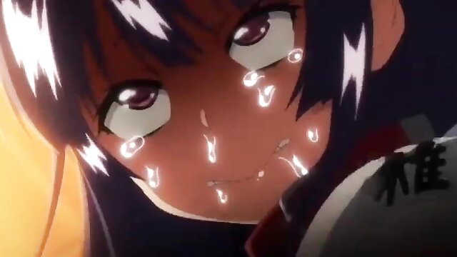 Chizuru-chan anime girl crying with tears and fluids on face in JAV sex scene