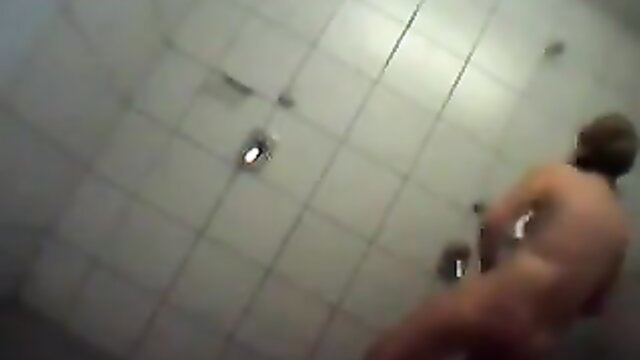 Blonde cougar MILF nude in shower, sexy voyeur video thumbnail