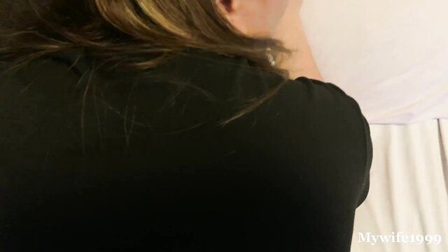 Thai GF back view in black top on bed, amateur homemade tease