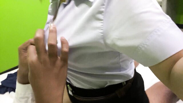 Thai student girlfriend groped in white school uniform motel sex preview