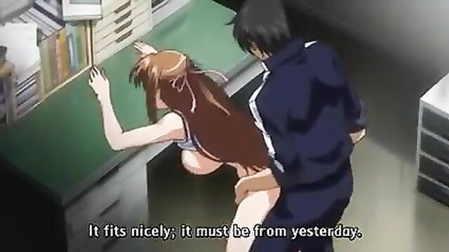 Hentai girl bent over desk fucked from behind in school uniform