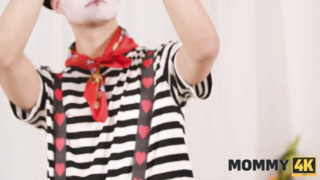 Aubrey Black as sexy mime stepmom in stripes, Mommy 4K